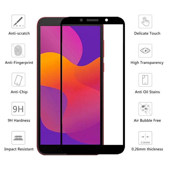Huawei Honor 9S CaseUp Tam Kapatan Ekran Koruyucu Siyah 2